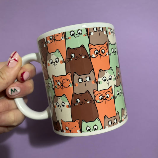 Cats sublimated design mug - White mug - Glass mug - Tea - Coffee - Drinks