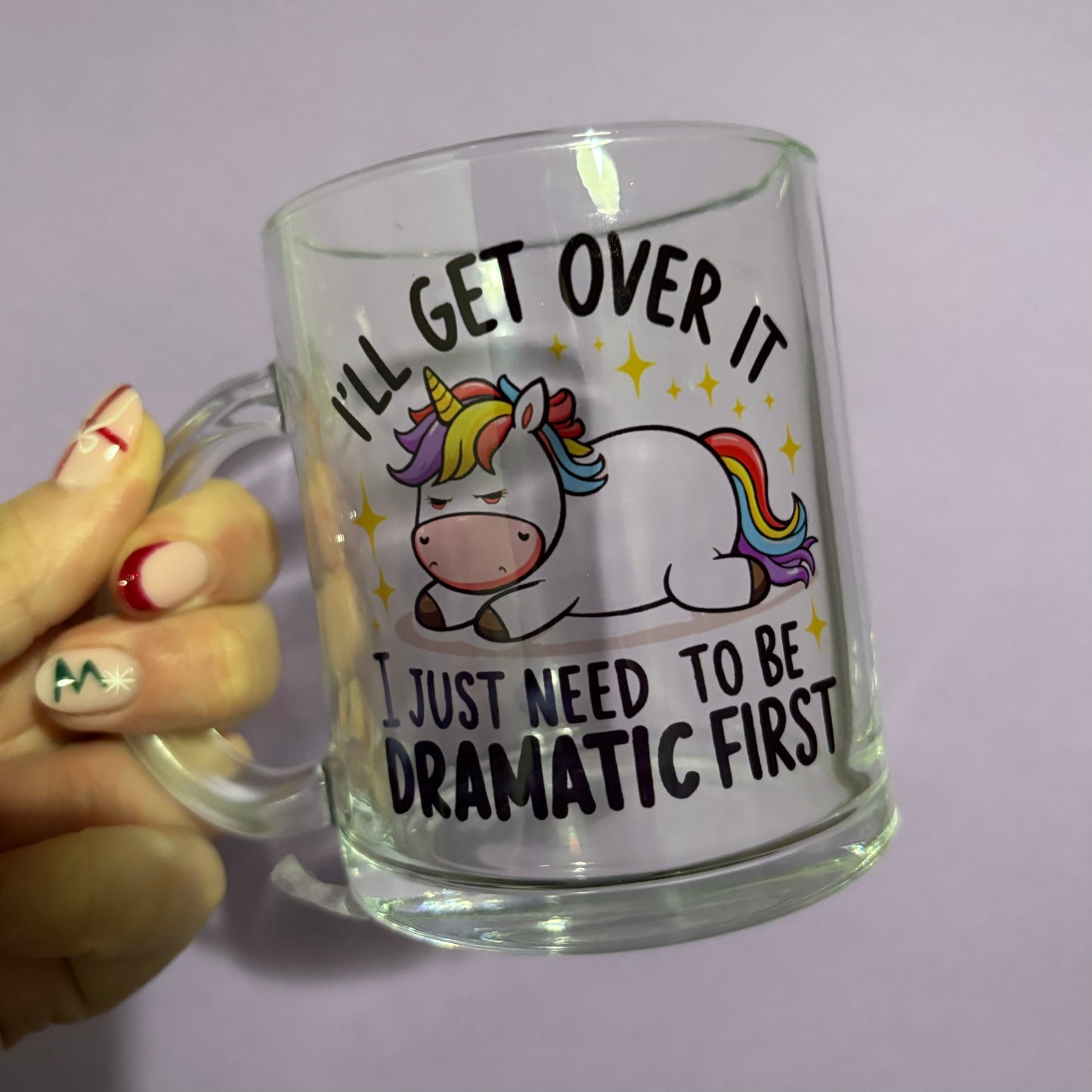 Dramatic unicorn sublimated design mug - White mug - Glass mug - Tea - Coffee - Drinks