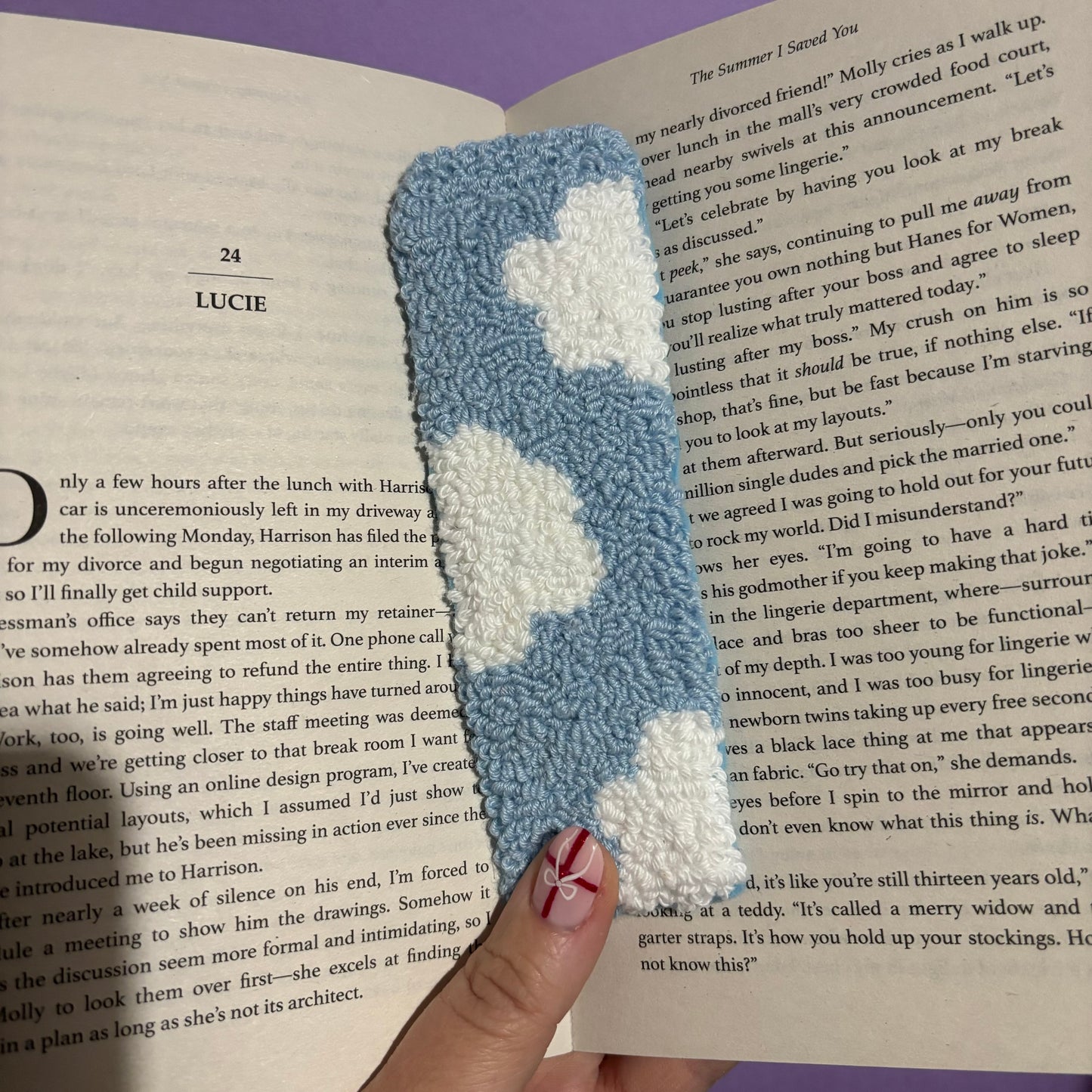 Clouds punch needle bookmark, cute decor, home decor, office decor