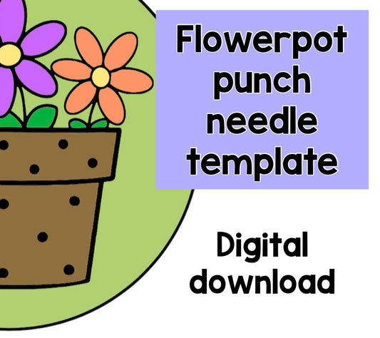 Digital download flowerpot punch needle template, coaster, mug rug, template, pattern