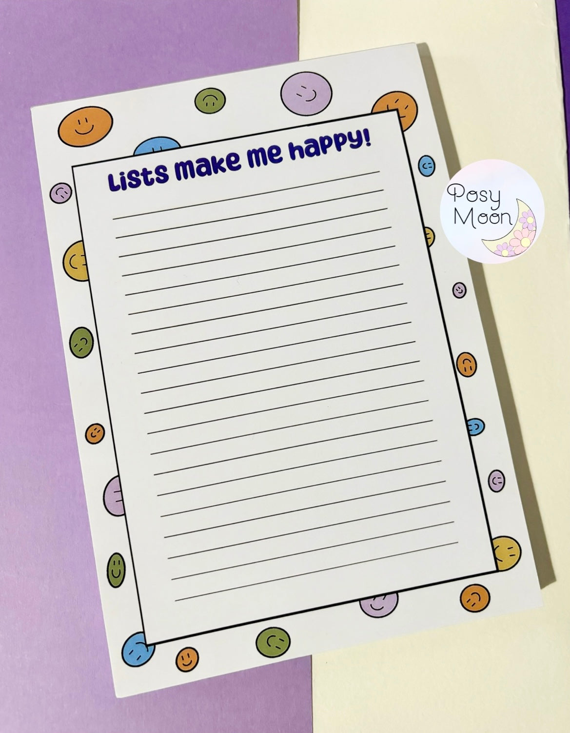 Smiley face lists make me happy A5 notepad