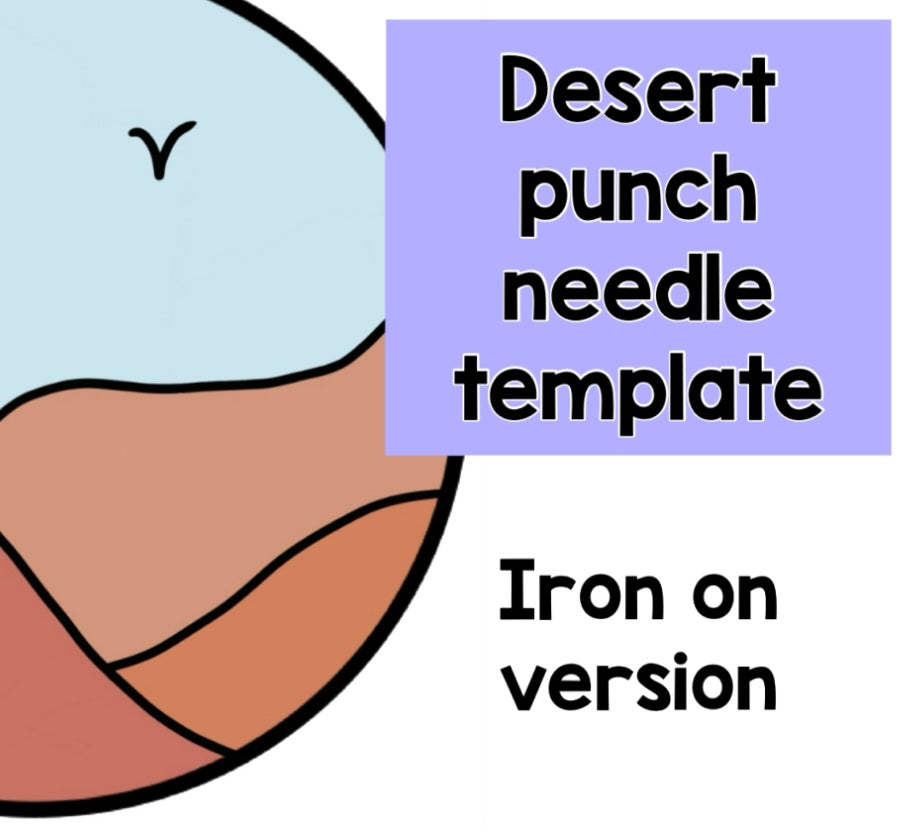 Iron on desert punch needle template, coaster, mug rug, template, pattern