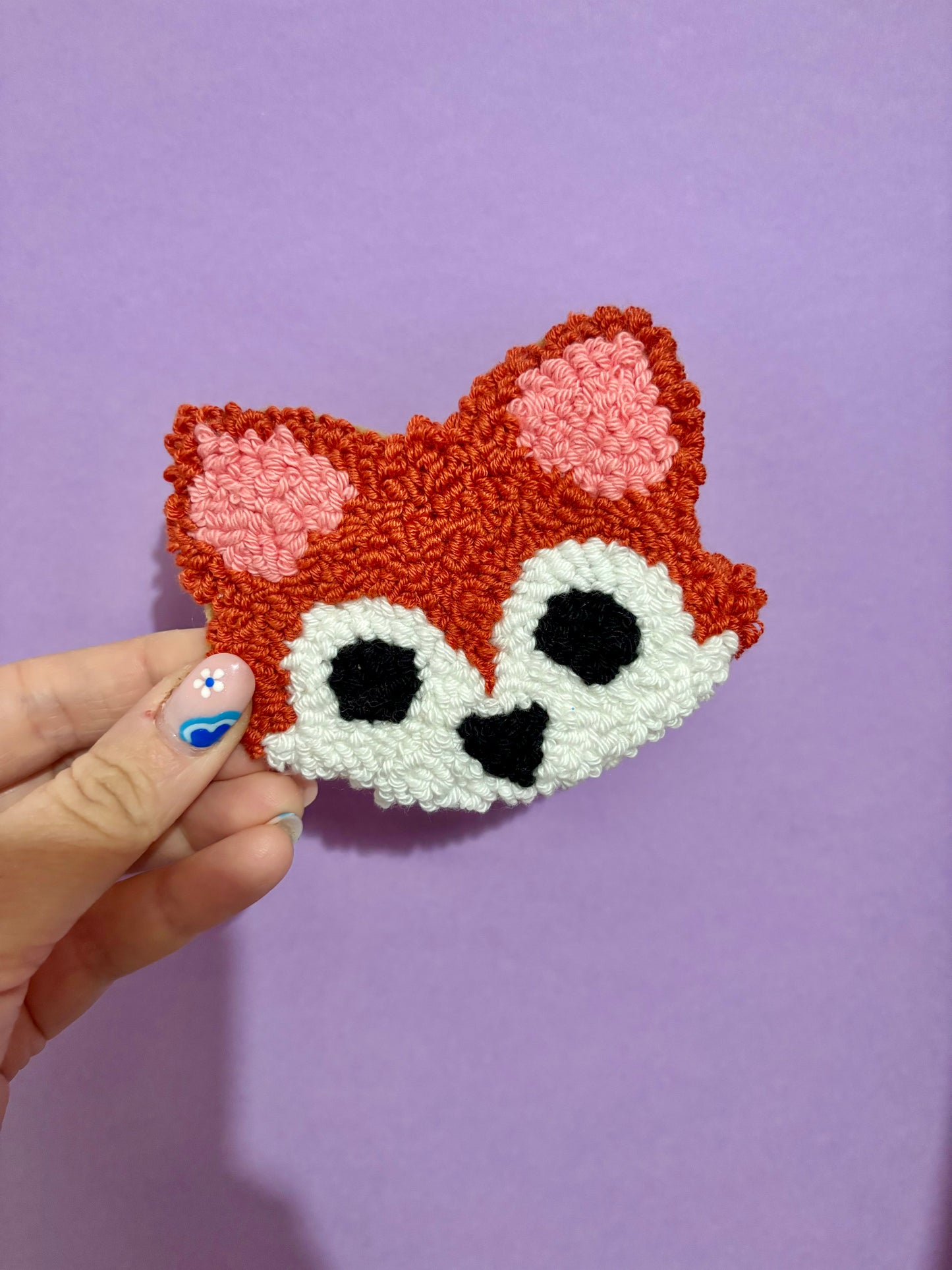 Fox punch needle drinks coaster, mug rug, cute decor, home decor, office decor