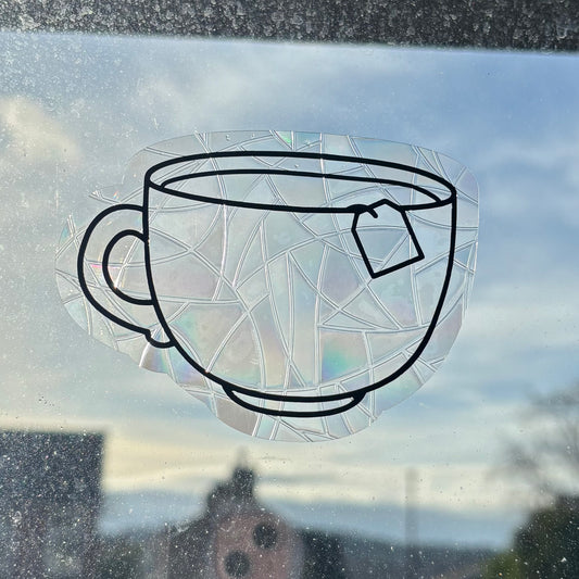 Cup of tea/coffee suncatcher - Window suncatcher - Window sticker - Home decor - Cuppa - Sunshine - Rainbows