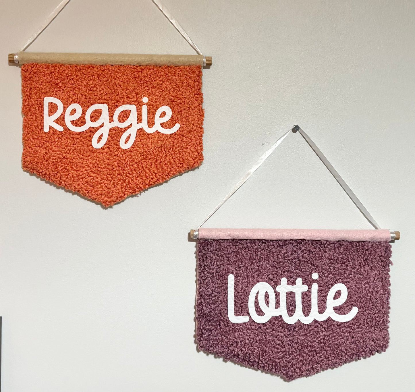 Personalised punch needle banner, name, personalised, bedroom hanging, wall hanging, playroom, wall decor