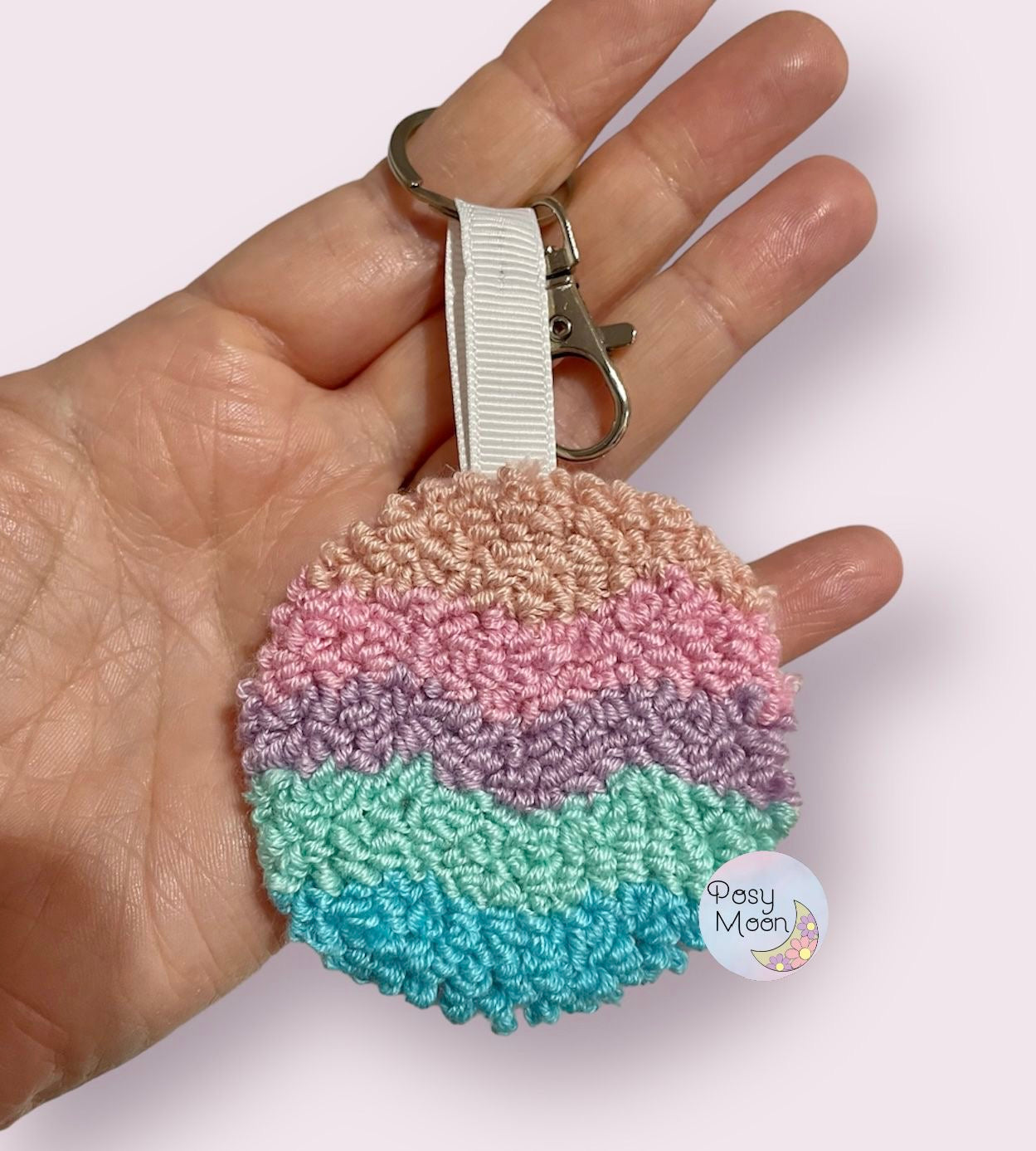 Waves punch needle keyring, cute decor, home decor, office decor, key accesory