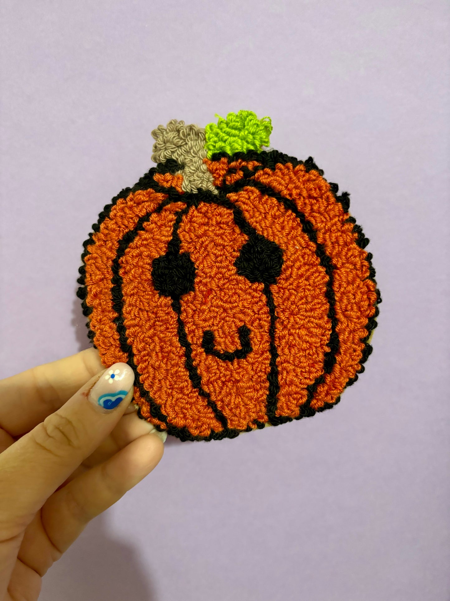 Pumpkin punch needle drinks coaster, mug rug, cute decor, home decor, office decor