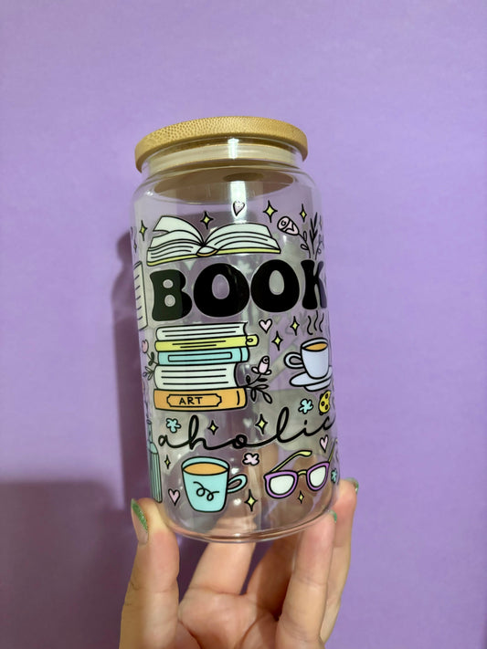 Bookaholic glass tumbler - Glass cup - Cold drinks