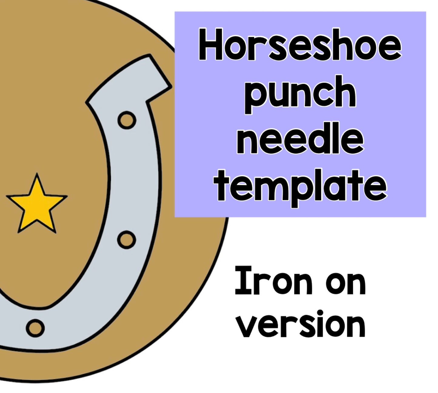 Iron on horseshoe punch needle template, coaster, mug rug, template, pattern