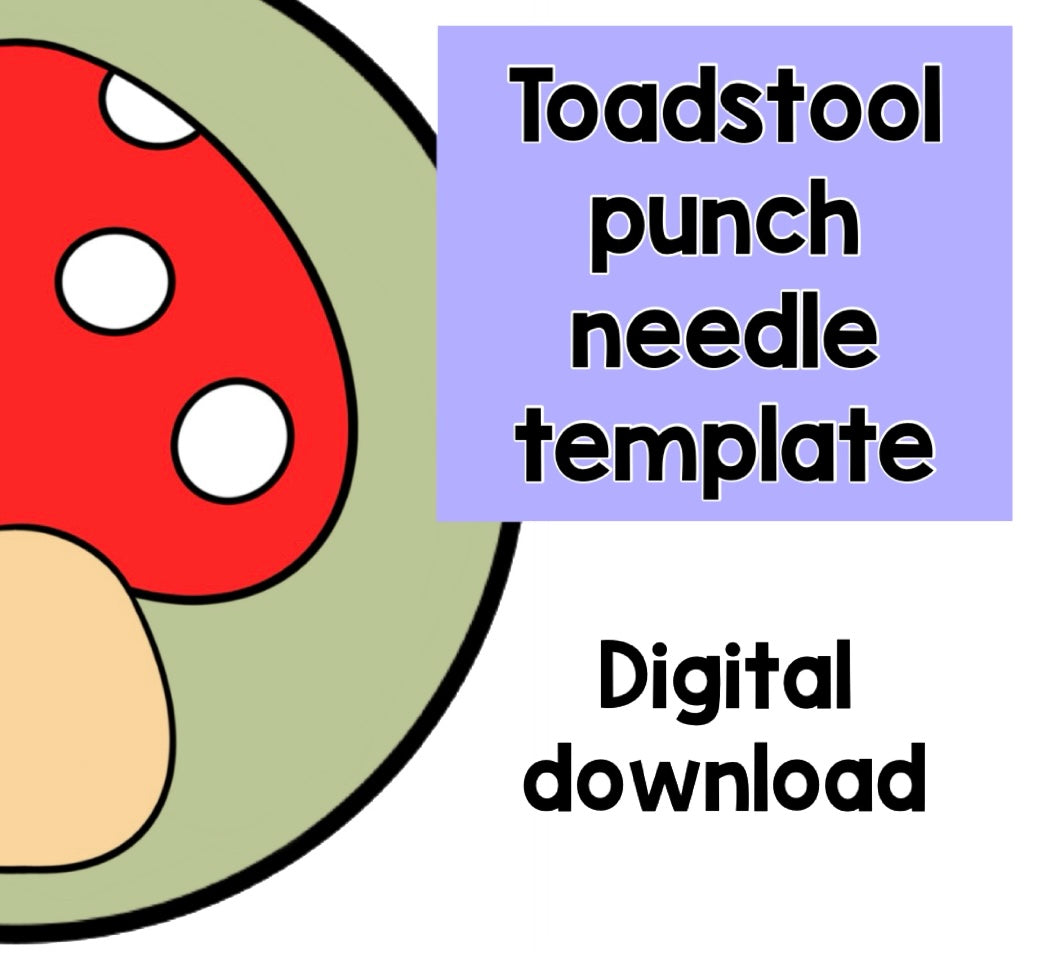 Digital download toadstool punch needle template, coaster, mug rug, template, pattern