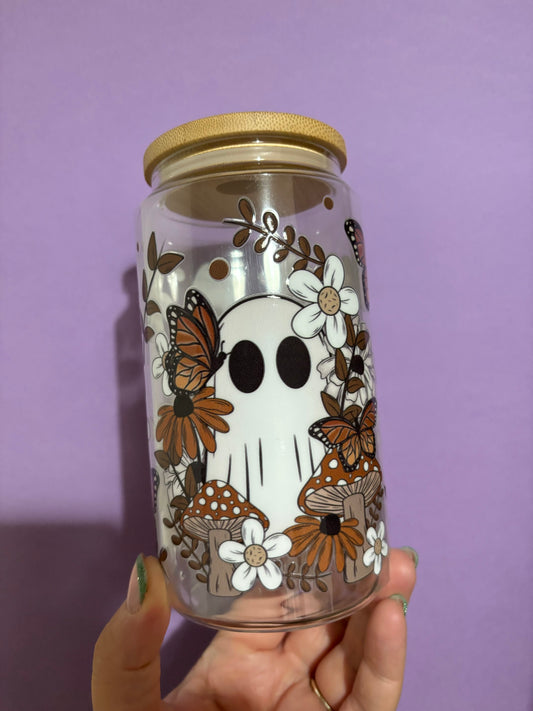 Autumnal ghost glass tumbler - Glass cup - Cold drinks