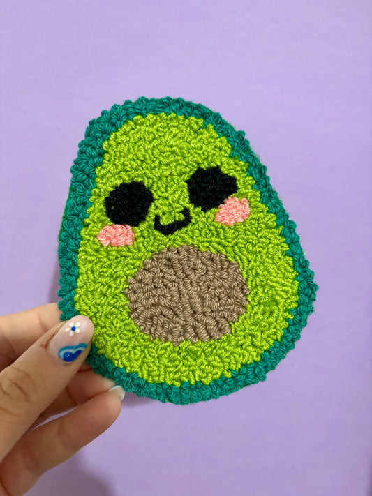 Avocado punch needle drinks coaster, mug rug, cute decor, home decor, office decor