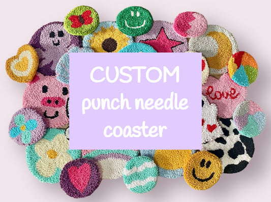 Handmade custom punch needle drinks coaster, mug rug, cute decor, home decor, office decor