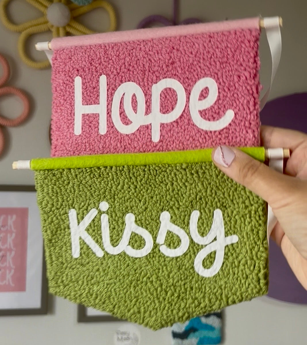 Personalised punch needle banner, name, personalised, bedroom hanging, wall hanging, playroom, wall decor