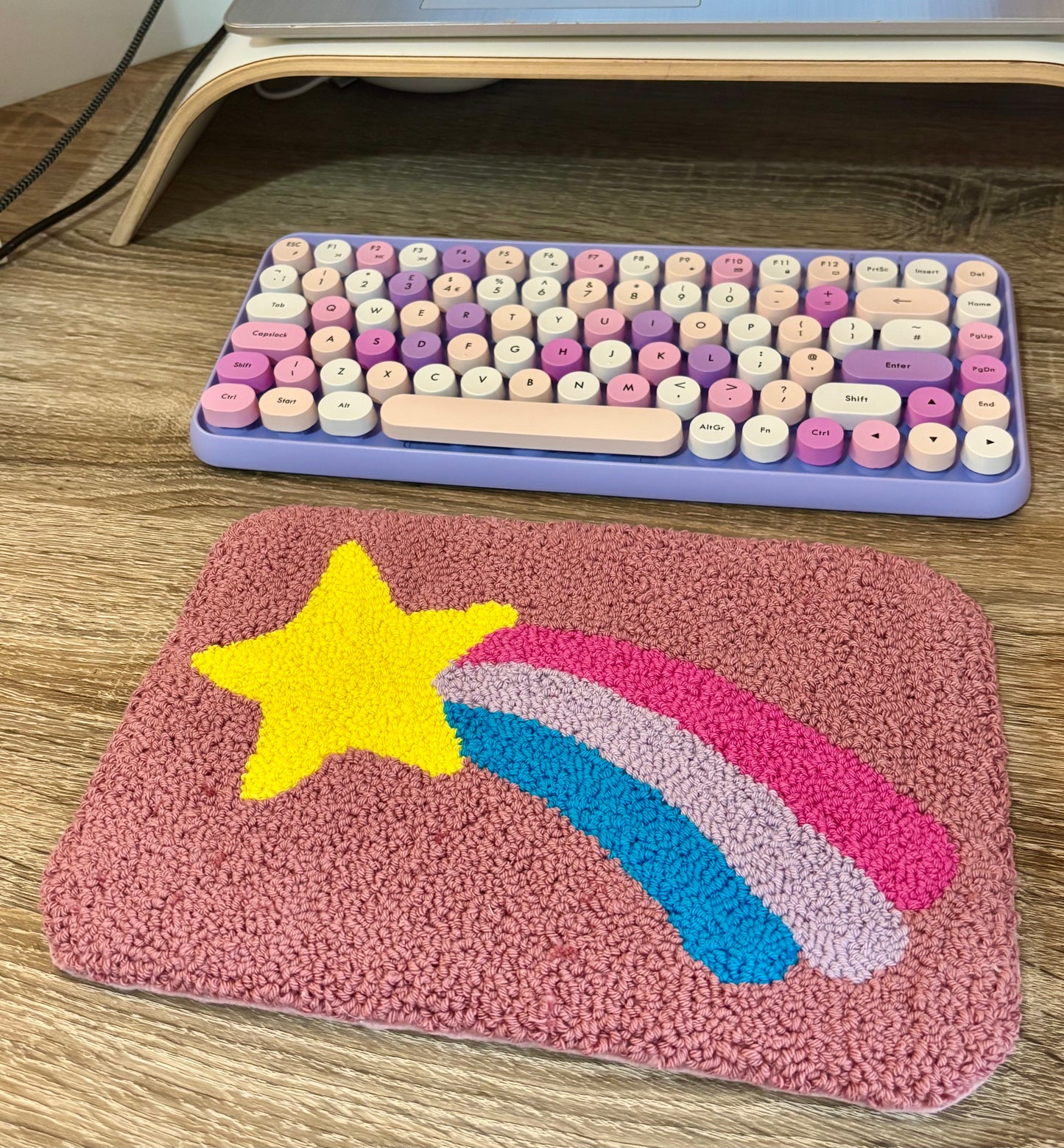 Shooting star punch needle desk mat, desk decor, desk accessory, cute decor, office decor