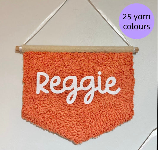 Personalised punch needle banner, name, personalised, bedroom hanging, wall hanging, playroom, wall decor