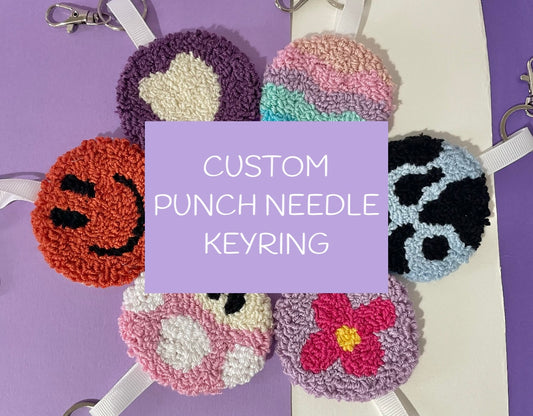 Handmade custom punch needle keyring, cute decor, home decor, office decor