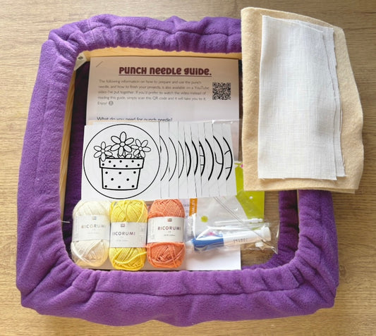 Punch needle kit, large frame option - Starter kit - Craft supplies